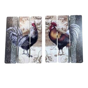 Rooster Wall Hangings Trivet Rustic Country‎ Decor Set of 2